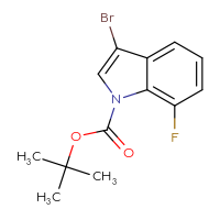 Chemical structure of tert-butyl 3-bromo-7-fluoro-1H-indole-1-carboxylate - CSSB02125748450