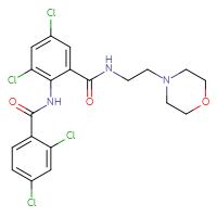 Chemical structure of 3,5-dichloro-2-(2,4-dichlorobenzamido)-N-[2-(morpholin-4-yl)ethyl]benzamide - CSSB00121634439
