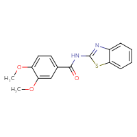 Chemical structure of N-(1,3-benzothiazol-2-yl)-3,4-dimethoxybenzamide - CSSB00028004577