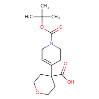 Chemical structure of 4-{1-[(tert-butoxy)carbonyl]-1,2,3,6-tetrahydropyridin-4-yl}oxane-4-carboxylic acid - CSSB00102951264