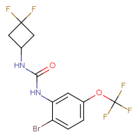 Chemical structure of 1-[2-bromo-5-(trifluoromethoxy)phenyl]-3-(3,3-difluorocyclobutyl)urea - CSSB02124629670