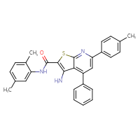 Chemical structure of 3-amino-N-(2,5-dimethylphenyl)-6-(4-methylphenyl)-4-phenylthieno[2,3-b]pyridine-2-carboxamide - CSSB00103159345