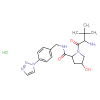 Chemical structure of 1-(2-amino-3,3-dimethylbutanoyl)-4-hydroxy-N-{[4-(1H-1,2,3-triazol-1-yl)phenyl]methyl}pyrrolidine-2-carboxamide hydrochloride - CSSB20620693033
