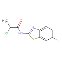 Chemical structure of 2-chloro-N-(6-fluoro-1,3-benzothiazol-2-yl)propanamide - CSSB00000026502