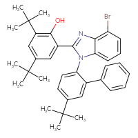 Chemical structure of 2-(4-bromo-1-{5-tert-butyl-[1,1'-biphenyl]-2-yl}-1H-1,3-benzodiazol-2-yl)-4,6-di-tert-butylphenol - CSSB06741706877