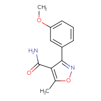 Chemical structure of 3-(3-methoxyphenyl)-5-methyl-1,2-oxazole-4-carboxamide - CSSB02596195517