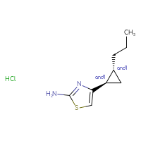 Chemical structure of rac-4-[(1R,2R)-2-propylcyclopropyl]-1,3-thiazol-2-amine hydrochloride - CSSB06595027131