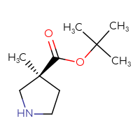 Chemical structure of tert-butyl (3S)-3-methylpyrrolidine-3-carboxylate - CSSB03624025391