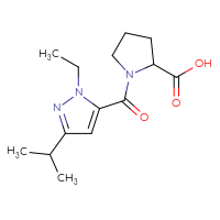 Chemical structure of 1-[1-ethyl-3-(propan-2-yl)-1H-pyrazole-5-carbonyl]pyrrolidine-2-carboxylic acid - CSSB00000764949