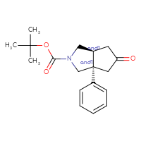 Chemical structure of rac-tert-butyl (3aR,6aS)-5-oxo-3a-phenyl-octahydrocyclopenta[c]pyrrole-2-carboxylate - CSSB20620677965