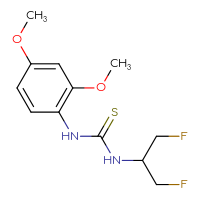 Chemical structure of 3-(1,3-difluoropropan-2-yl)-1-(2,4-dimethoxyphenyl)thiourea - CSSB21432510469