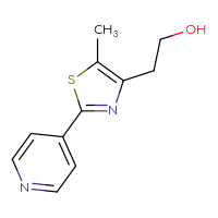 Chemical structure of 2-[5-methyl-2-(pyridin-4-yl)-1,3-thiazol-4-yl]ethan-1-ol - CSSB00011002369