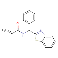 Chemical structure of N-[(1,3-benzothiazol-2-yl)(phenyl)methyl]prop-2-enamide - CSSB00697456304