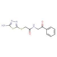 Chemical structure of 2-[(5-amino-1,3,4-thiadiazol-2-yl)sulfanyl]-N-(2-oxo-2-phenylethyl)acetamide - CSSB00047616315