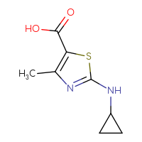 Chemical structure of 2-(cyclopropylamino)-4-methyl-1,3-thiazole-5-carboxylic acid - CSSB00000244958