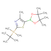 Chemical structure of 2-(tert-butyldimethylsilyl)-4-methyl-5-(4,4,5,5-tetramethyl-1,3,2-dioxaborolan-2-yl)-1,3-thiazole - CSSB00021378292