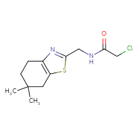 Chemical structure of 2-chloro-N-[(6,6-dimethyl-4,5,6,7-tetrahydro-1,3-benzothiazol-2-yl)methyl]acetamide - CSSB00747507583