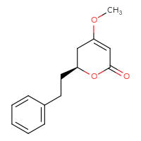 Chemical structure of (6S)-4-methoxy-6-(2-phenylethyl)-5,6-dihydro-2H-pyran-2-one - CSSB00016998374