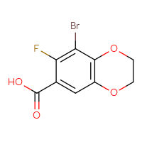 Chemical structure of 8-bromo-7-fluoro-2,3-dihydro-1,4-benzodioxine-6-carboxylic acid - CSSB00020767537