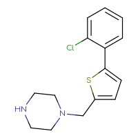 Chemical structure of 1-{[5-(2-chlorophenyl)thiophen-2-yl]methyl}piperazine - CSSB00000736741