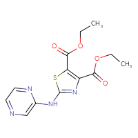 Chemical structure of 4,5-diethyl 2-[(pyrazin-2-yl)amino]-1,3-thiazole-4,5-dicarboxylate - CSSB21531616337