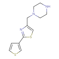 Chemical structure of 1-{[2-(thiophen-3-yl)-1,3-thiazol-4-yl]methyl}piperazine - CSSB00000402693