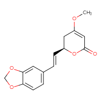 Chemical structure of (6R)-6-[(1E)-2-(2H-1,3-benzodioxol-5-yl)ethenyl]-4-methoxy-5,6-dihydro-2H-pyran-2-one - CSSB00102419859