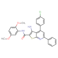 Chemical structure of 3-amino-4-(4-chlorophenyl)-N-(2,5-dimethoxyphenyl)-6-phenylthieno[2,3-b]pyridine-2-carboxamide - CSSB00121699918