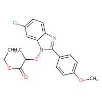 Chemical structure of ethyl 2-{[6-chloro-2-(4-methoxyphenyl)-1H-1,3-benzodiazol-1-yl]oxy}propanoate - CSSB00025729543