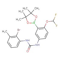 Chemical structure of 3-(2-bromo-3-methylphenyl)-1-[4-(difluoromethoxy)-3-(4,4,5,5-tetramethyl-1,3,2-dioxaborolan-2-yl)phenyl]urea - CSSB21332045568