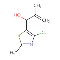 Chemical structure of 1-(4-chloro-2-methyl-1,3-thiazol-5-yl)-2-methylprop-2-en-1-ol - CSSB20461476919