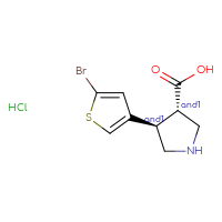Chemical structure of rac-(3R,4S)-4-(5-bromothiophen-3-yl)pyrrolidine-3-carboxylic acid hydrochloride - CSSB20621630195