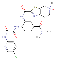 Chemical structure of 2-{[(1R,2S,5S)-2-{[(5-chloropyridin-2-yl)carbamoyl]formamido}-5-(dimethylcarbamoyl)cyclohexyl]carbamoyl}-5-methyl-4H,5H,6H,7H-[1,3]thiazolo[5,4-c]pyridin-5-ium-5-olate - CSSB02515445638