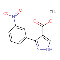Chemical structure of methyl 3-(3-nitrophenyl)-1H-pyrazole-4-carboxylate - CSSB00160524003