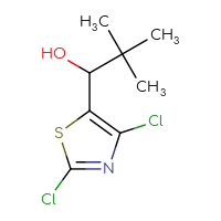 Chemical structure of 1-(2,4-dichloro-1,3-thiazol-5-yl)-2,2-dimethylpropan-1-ol - CSSB02126634050