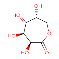 Chemical structure of (3S,4S,5R,6R)-3,4,5,6-tetrahydroxyoxepan-2-one - CSSB20966105377