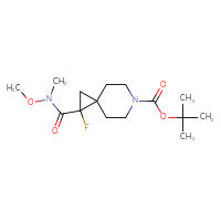 Chemical structure of tert-butyl 1-fluoro-1-[methoxy(methyl)carbamoyl]-6-azaspiro[2.5]octane-6-carboxylate - CSSB14946029472