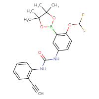 Chemical structure of 3-[4-(difluoromethoxy)-3-(4,4,5,5-tetramethyl-1,3,2-dioxaborolan-2-yl)phenyl]-1-(2-ethynylphenyl)urea - CSSB21332088932