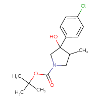 Chemical structure of tert-butyl 3-(4-chlorophenyl)-3-hydroxy-4-methylpyrrolidine-1-carboxylate - CSSB00115421053