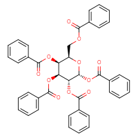 Chemical structure of (2R,3R,4S,5S,6R)-3,4,5-tris(benzoyloxy)-6-[(benzoyloxy)methyl]oxan-2-yl benzoate - CSSB02125551427