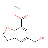 Chemical structure of methyl 5-(hydroxymethyl)-2,3-dihydro-1-benzofuran-7-carboxylate - CSSB03555045068
