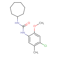 Chemical structure of 3-(4-chloro-2-methoxy-5-methylphenyl)-1-cycloheptylurea - CSSB00104633150