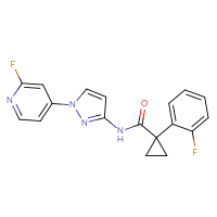 Chemical structure of 1-(2-fluorophenyl)-N-[1-(2-fluoropyridin-4-yl)-1H-pyrazol-3-yl]cyclopropane-1-carboxamide - CSSB06446547266