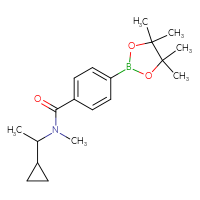 Chemical structure of N-(1-cyclopropylethyl)-N-methyl-4-(4,4,5,5-tetramethyl-1,3,2-dioxaborolan-2-yl)benzamide - CSSB02526791243
