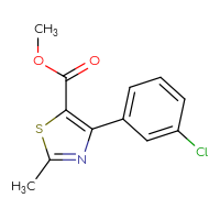 Chemical structure of methyl 4-(3-chlorophenyl)-2-methyl-1,3-thiazole-5-carboxylate - CSSB00020629685
