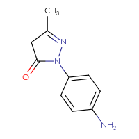 Chemical structure of 1-(4-aminophenyl)-3-methyl-4,5-dihydro-1H-pyrazol-5-one - CSSB00011222943