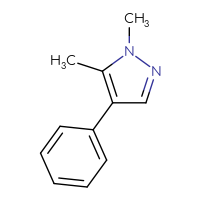 Chemical structure of 1,5-dimethyl-4-phenyl-1H-pyrazole - CSSB00011157757