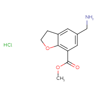 Chemical structure of methyl 5-(aminomethyl)-2,3-dihydro-1-benzofuran-7-carboxylate hydrochloride - CSSB21189751160