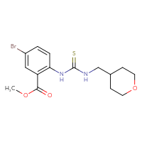 Chemical structure of methyl 5-bromo-2-({[(oxan-4-yl)methyl]carbamothioyl}amino)benzoate - CSSB21432504417
