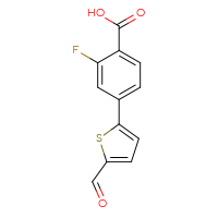 Chemical structure of 2-fluoro-4-(5-formylthiophen-2-yl)benzoic acid - CSSB00103427299